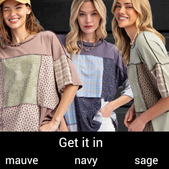 EASEL “Statement Tee” 100% Cotton Mix Print Patchwork Half Sleeves Exposed Seams - Picture 11 of 11